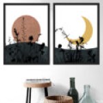 Dolunay ve Yarimay Cerceve Siyah