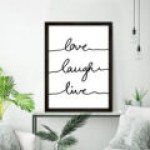 Love, Laugh, Live Dekoratif Cerceve Siyah