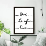 Love, Laugh, Live Dekoratif Cerceve Siyah