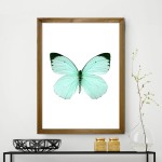 Mavi Kelebek Dekoratif Cerceve Ceviz