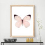 Pembe Kelebek Dekoratif Cerceve Dogal