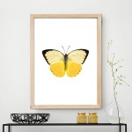 Sari Kelebek Dekoratif Cerceve Dogal