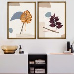 Yaprak Cizimli Cerceve Seti Ceviz