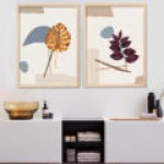 Yaprak Cizimli Cerceve Seti Dogal