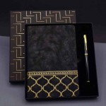 gold-desenli-siyah-deri-deftervekalem-seti