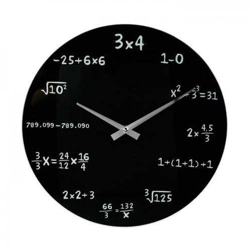 Matematik Siyah Cam Saat