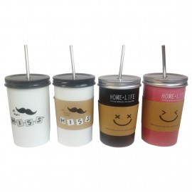 Metal Kapaklı Pipetli Kupa