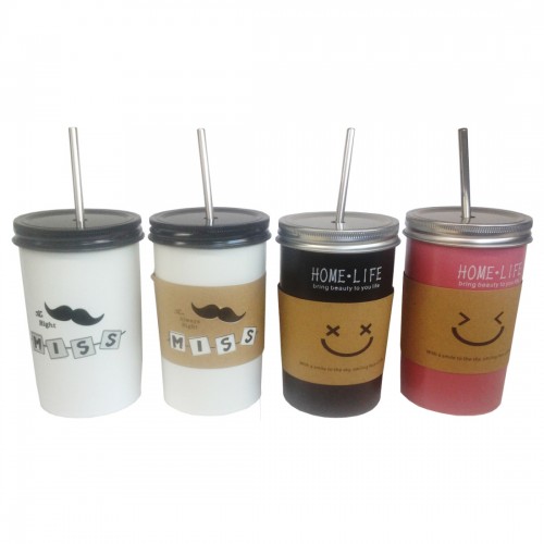 Metal Kapaklı Pipetli Kupa