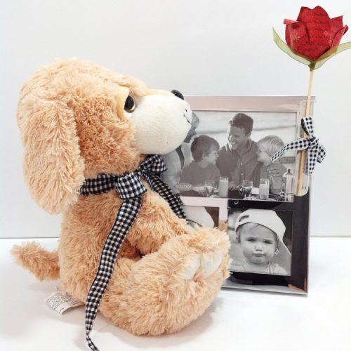 Kişiye Özel İsimli Güllü Ayıcıklı Çerçeve