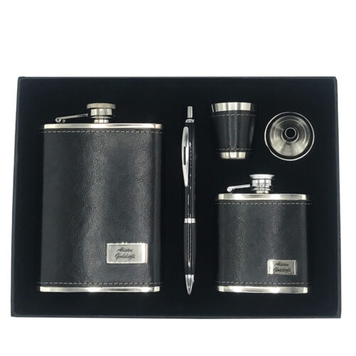 Kişiye Özel Deri Kaplı Matara Seti