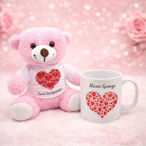 Kişiye Özel Pembe Ayıcıklı Set