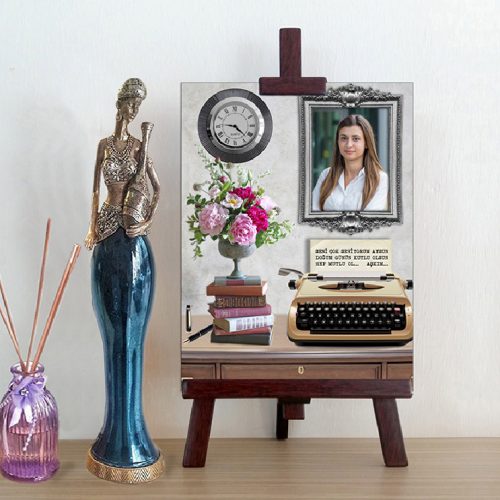 Çiçek Tasarımlı Kişiye Özel Afiş Saat