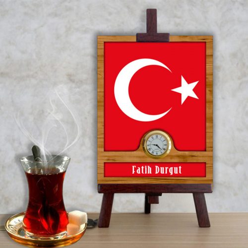 Kişiye Özel Türk Bayrağı Afiş Saat