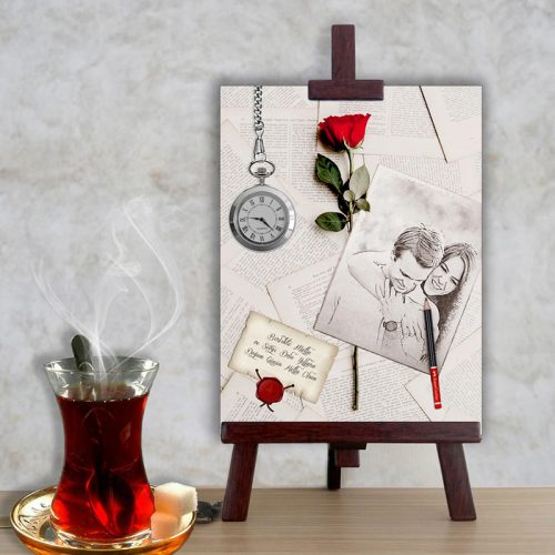 Kişiye Özel Karakalem Afiş Saat