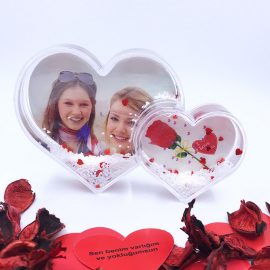 İkili Kalpli Fotoğraf Çerçevesi