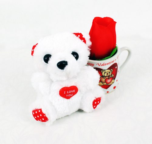 Fincan İçinde Gül ve Ayıcık