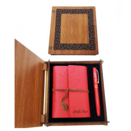 Kişiye Özel Kırmızı Deri Defter Kalem