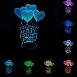 Happy Birthday Gece Lambası 7 Renk