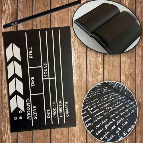 Lastikli Klaket Defter Siyah Yapraklı