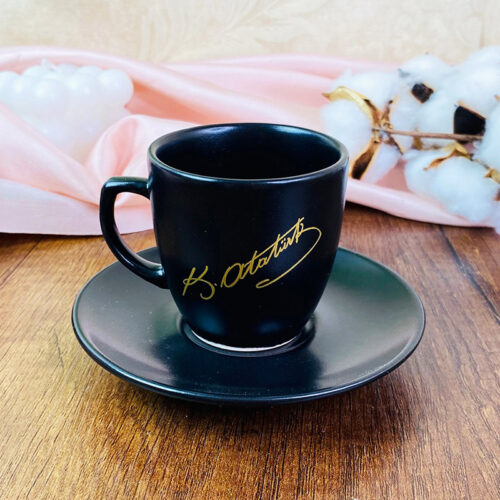 Siyah Atatürk Fincan