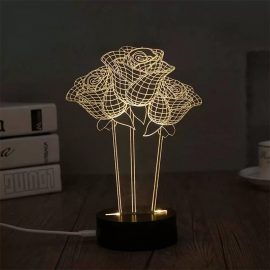 Gül 7 Renk Işıklı Gece Lambası