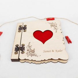 Kişiye Özel Ahşap Kalpli Defter