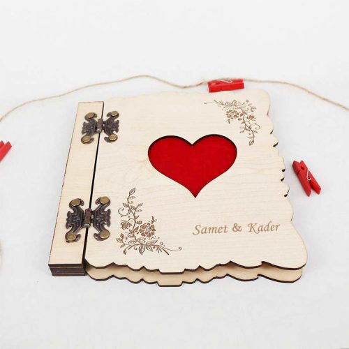 Kişiye Özel Ahşap Kalpli Defter