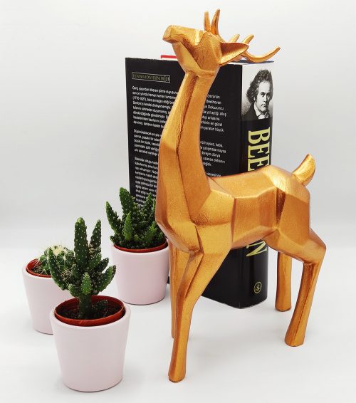 Heykel Geyik Kitap ve Saksi