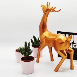 Heykel Antik Bronz Kaplı Geyik