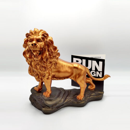 Bronz Kaplı Aslan Biblo