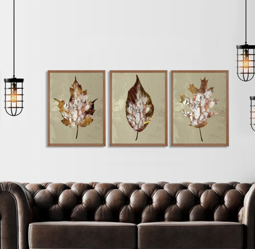 3'lu Yaprak Dekoratif Cerceve