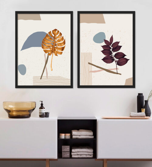 Yaprak Cizimli Cerceve Seti Siyah