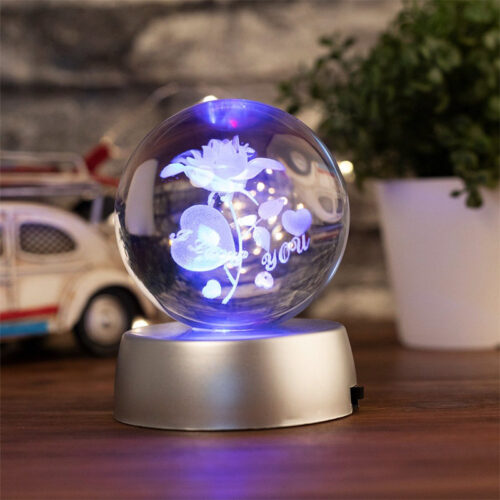 Gül Işıklı Cam Küre
