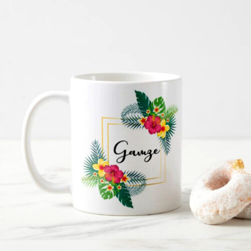 İsme Özel Çiçek Tasarımlı Kupa