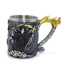 Azrail Motifli Çelik Kupa Bardak