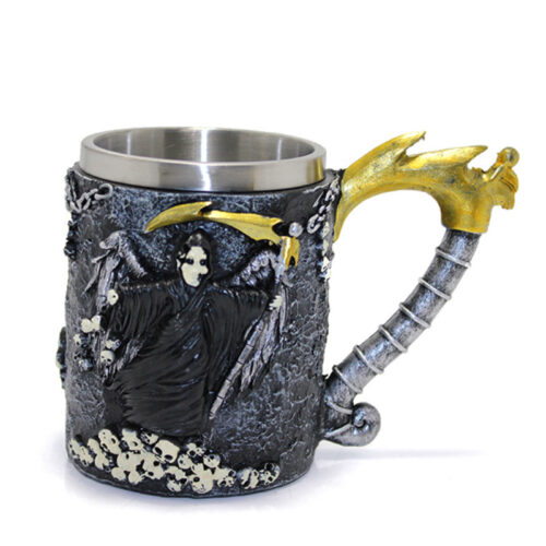 Azrail Motifli Çelik Kupa Bardak