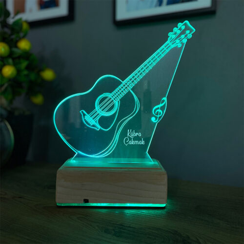 Kişiye Özel Gitar Tasarımlı Led Lamba