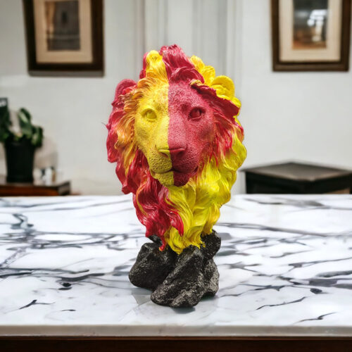 Sarı Kırmızı Aslan Kafası Biblo