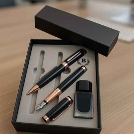 Özel Kutulu Dolma ve Tükenmez Kalem Hediye Seti – Mürekkep Dahil