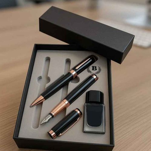 Özel Kutulu Dolma ve Tükenmez Kalem Hediye Seti – Mürekkep Dahil
