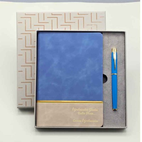 Kisiye-ozel-Gold-Detayli-Defter-ve-Kalem-Seti-siyah-kalem-mavi