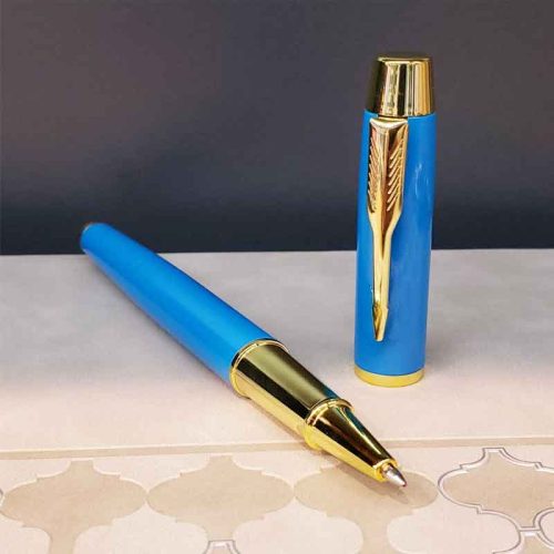 Kisiye-ozel-Gold-Detayli-Defter-ve-Kalem-seti-mavi-kalem