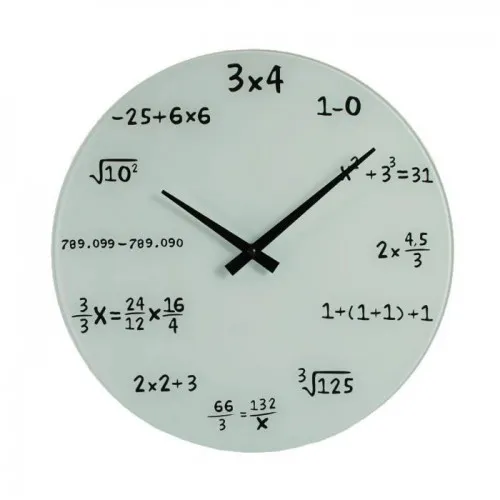 Matematik Beyaz Cam Saat