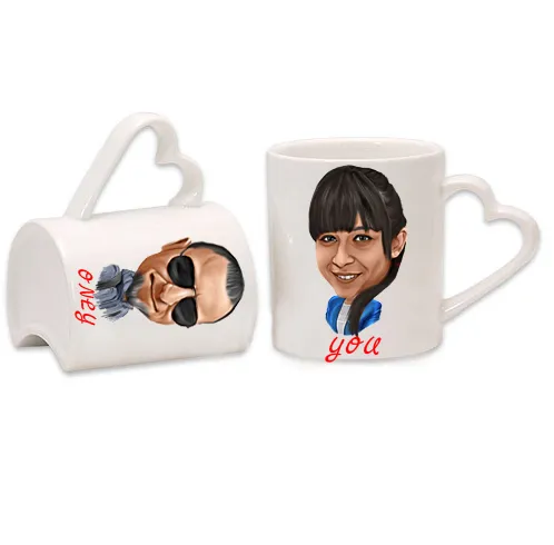 3D Karikatür Kupa 2li