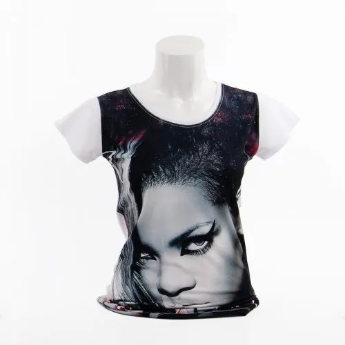 Rihanna Yüz Baskılı Kadın Tişörtü