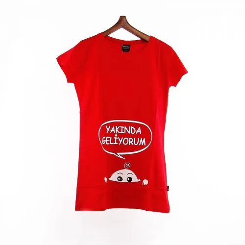 Yakında Geliyorum Hamile T-shirt Kırmızı