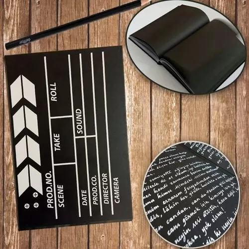 Lastikli Klaket Defter Siyah Yapraklı