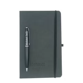 Kişiye Özel Siyah Defter Kalem Seti