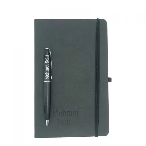 Kişiye Özel Siyah Defter Kalem Seti