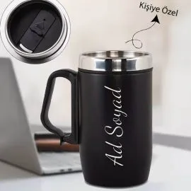 Kişiye Özel Kulplu Çelik Termos Bardak